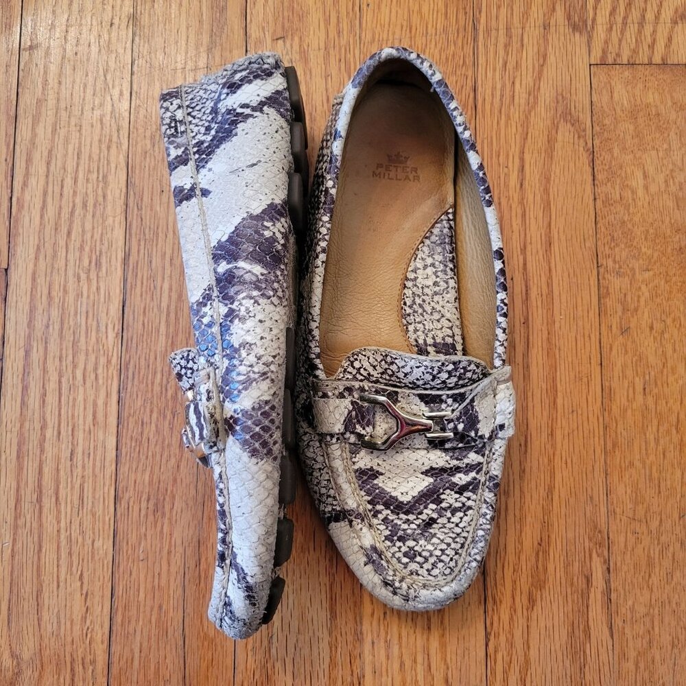Peter Millar Snakeprint Moccasin Loafers 6M Leather‎ Casual Slip On Brazil